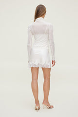 Dynamite Outlet | Lace Satin Mini Skirt Beige