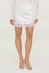 Dynamite Outlet | Lace Satin Mini Skirt Beige