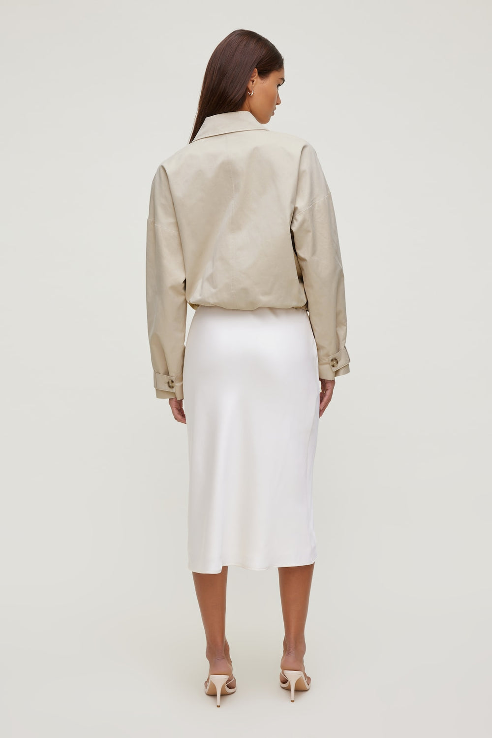 Dynamite Website Shop | Delila Satin Midi Skirt BEIGE