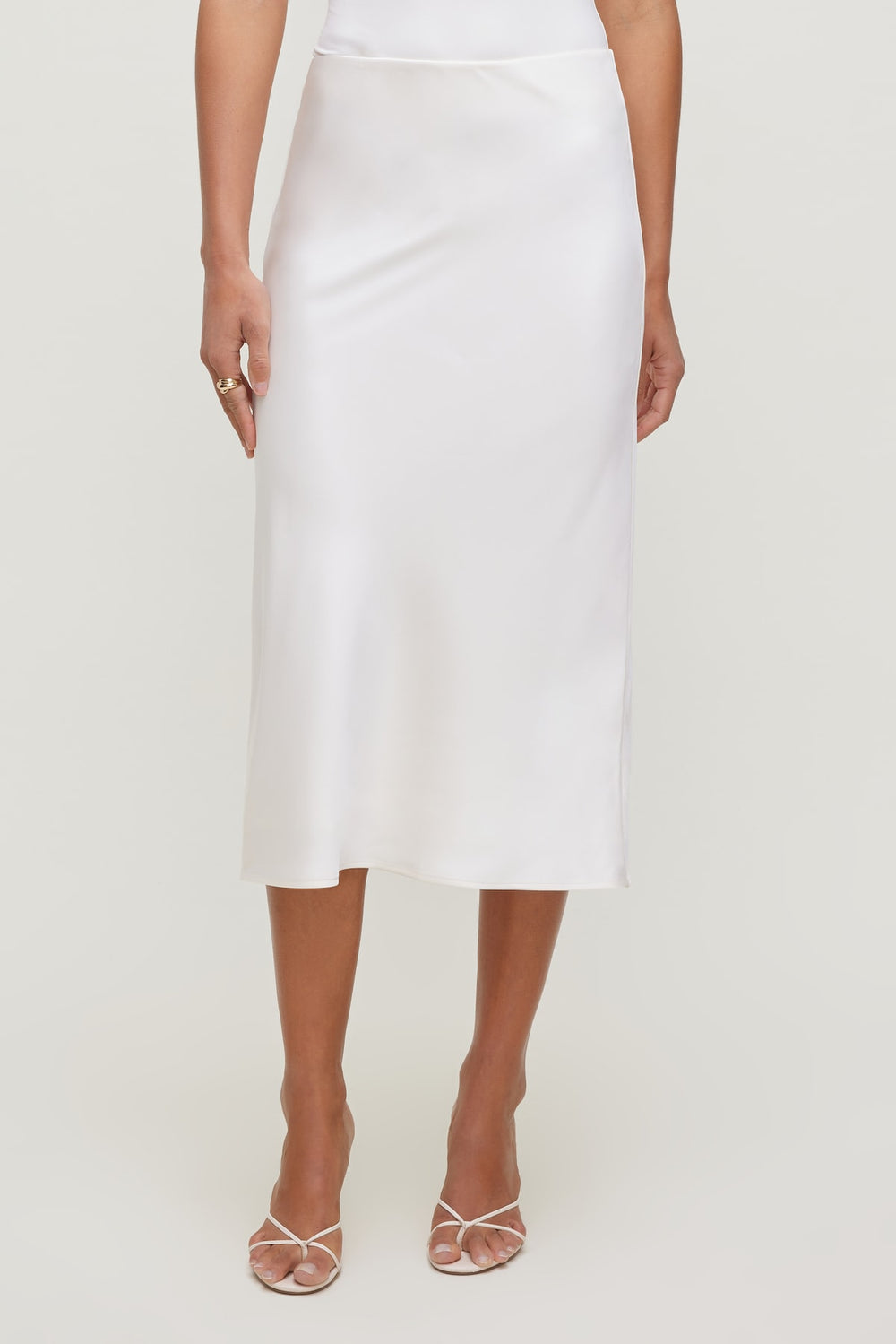 Dynamite Website Shop | Delila Satin Midi Skirt BEIGE
