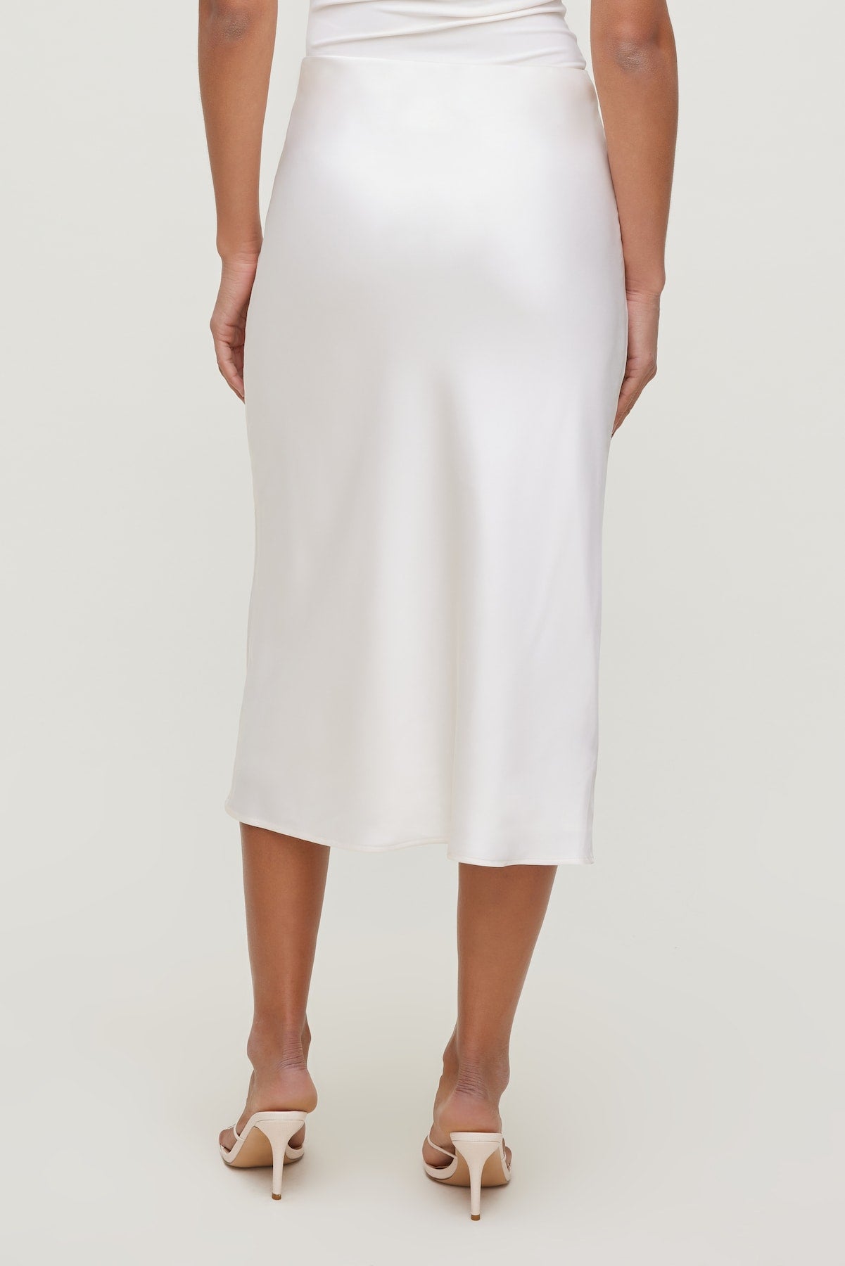 Dynamite Website Shop | Delila Satin Midi Skirt BEIGE