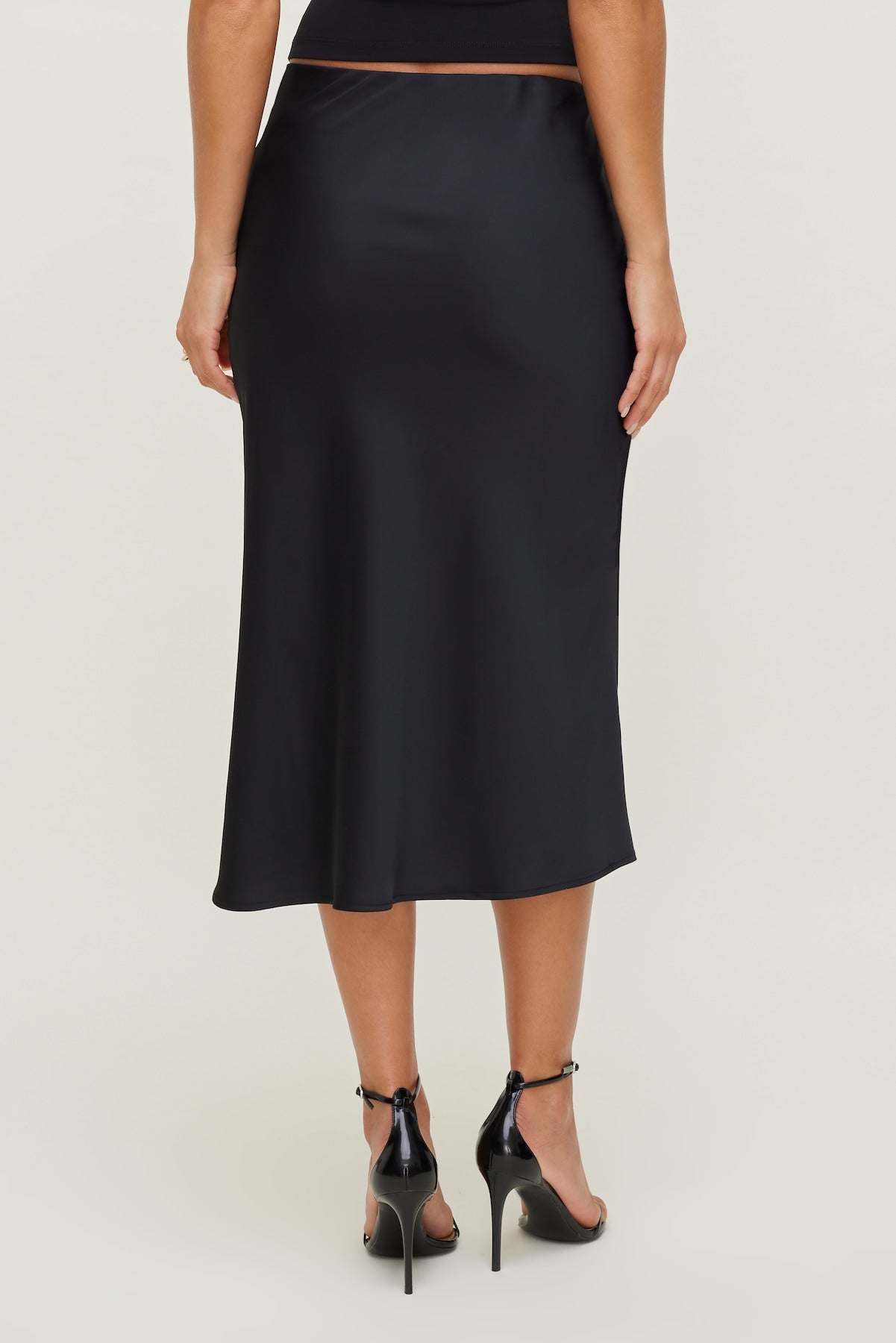 Dynamite Outlets | Delila Satin Midi Skirt Black