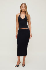 Dynamite Discount | Scallop Trim Maxi Skirt Black