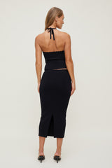 Dynamite Discount | Scallop Trim Maxi Skirt Black