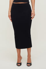 Dynamite Discount | Scallop Trim Maxi Skirt Black