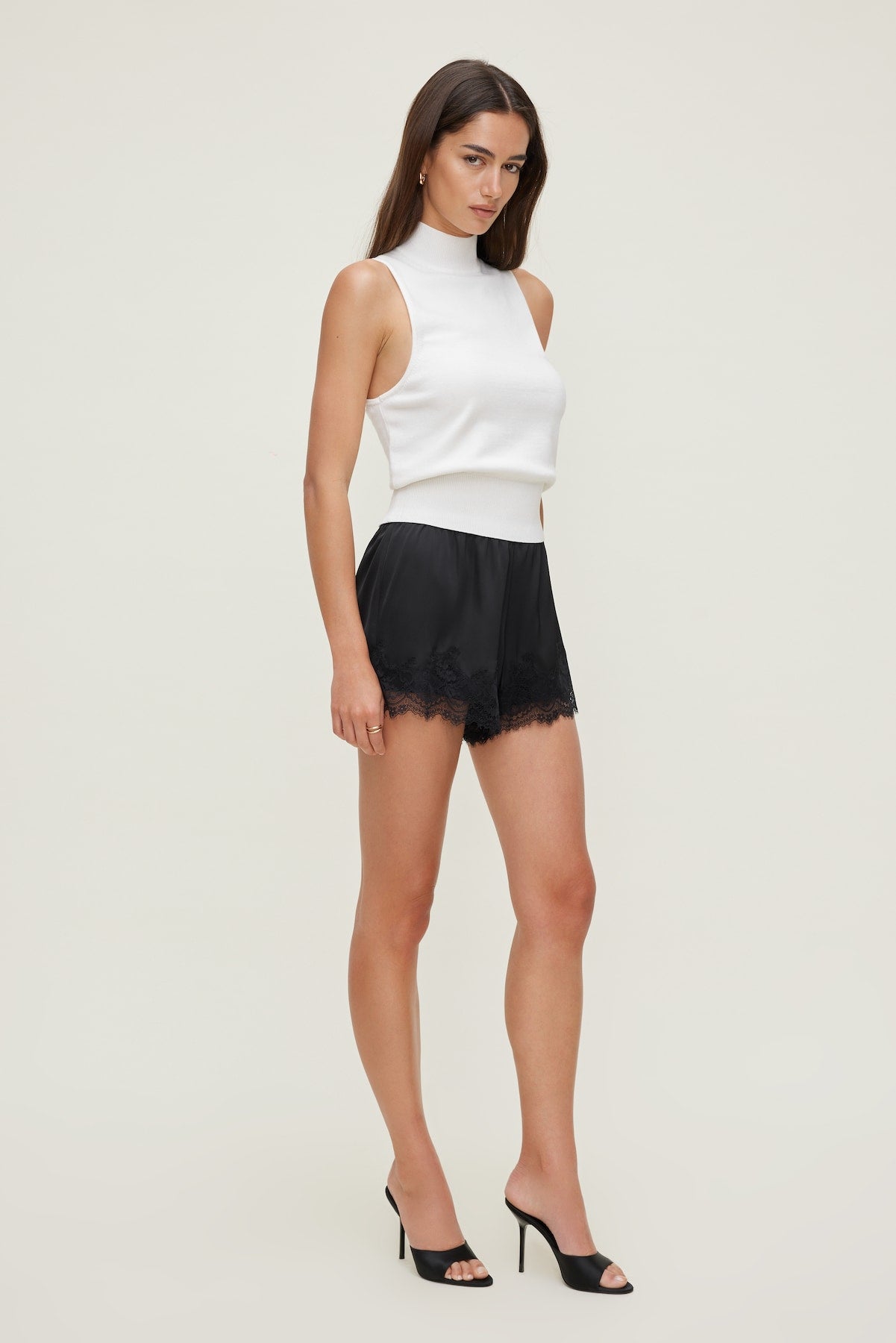 Dynamite Outlets | Lace Satin Shorts Black