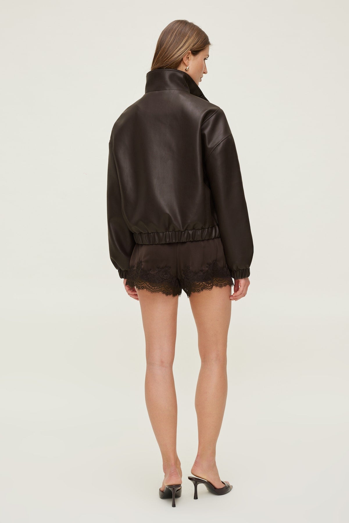 Dynamite On Sale | Lace Satin Shorts Brown