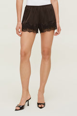 Dynamite On Sale | Lace Satin Shorts Brown