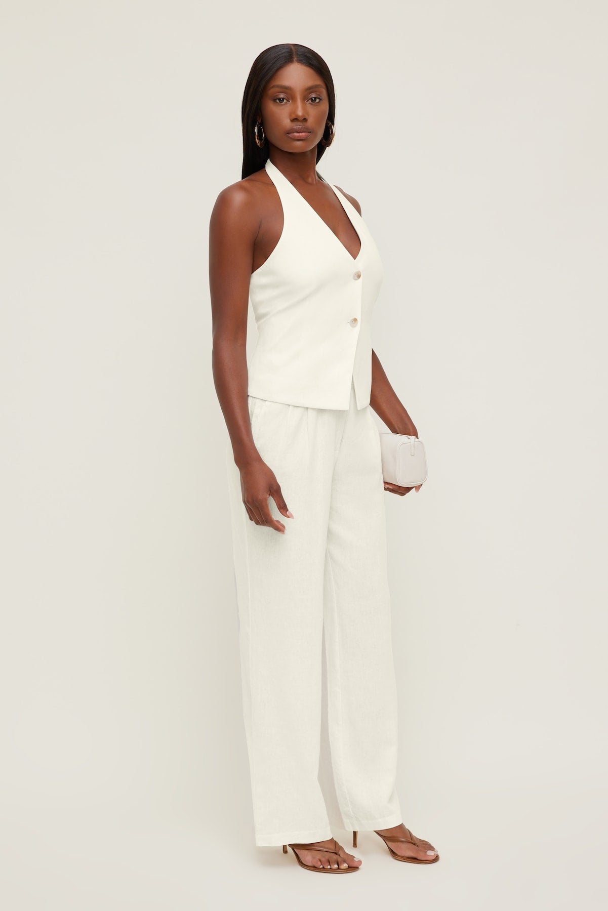 Dynamite Online | Linen Halter Vest White