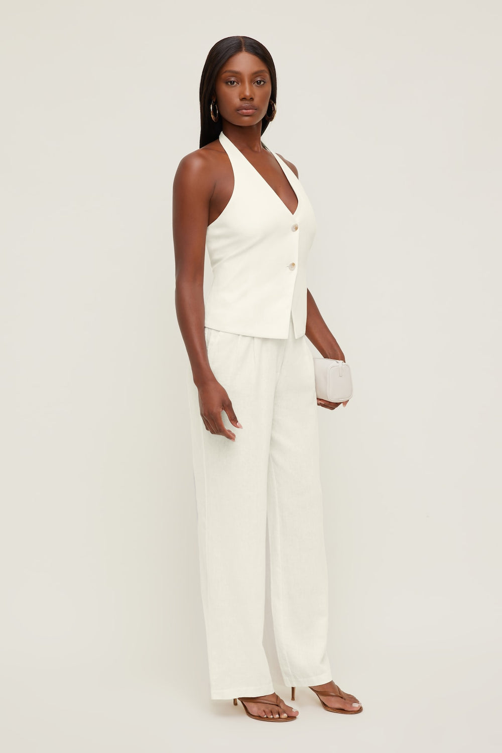 Dynamite Online | Linen Halter Vest White