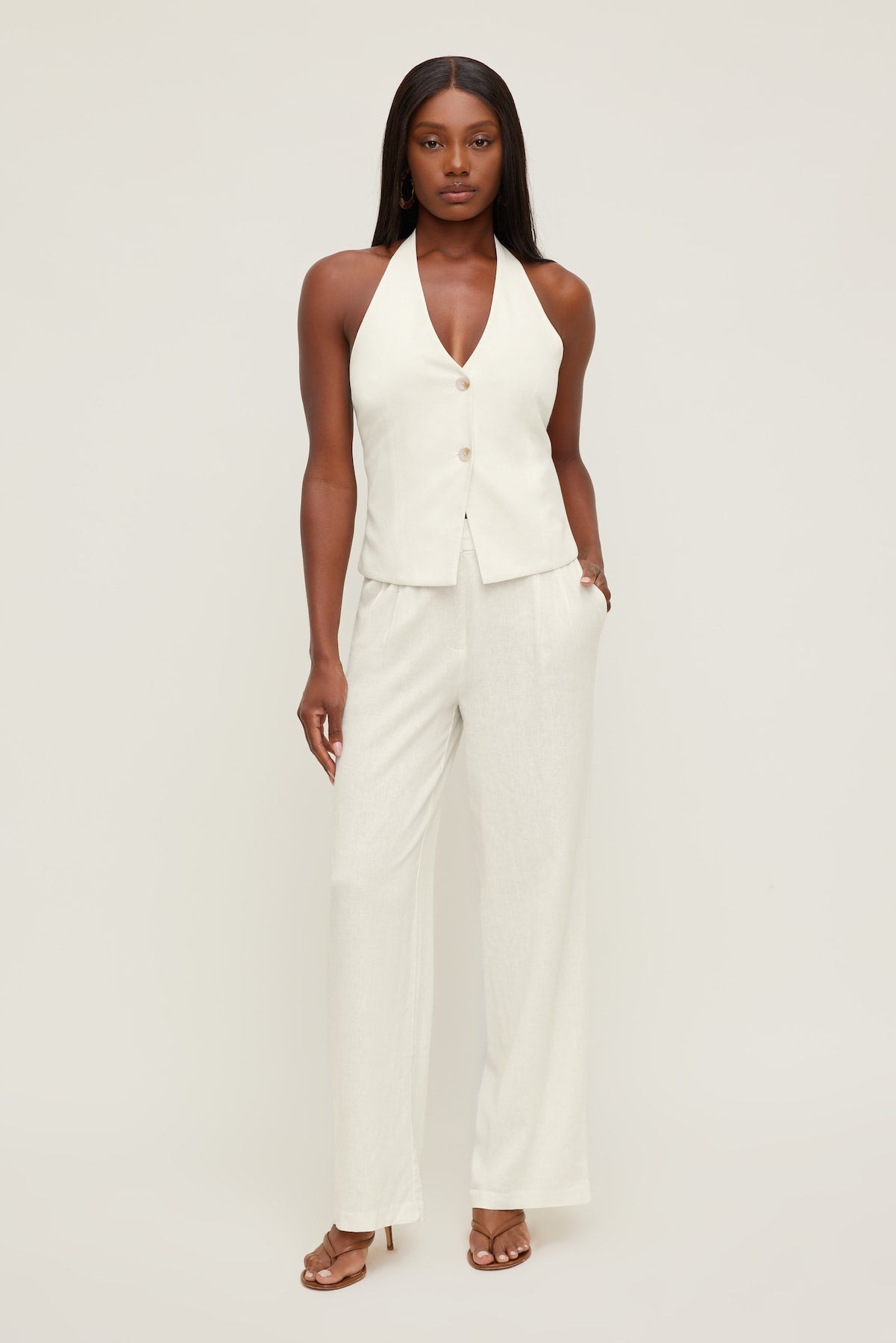 Dynamite Online | Linen Halter Vest White