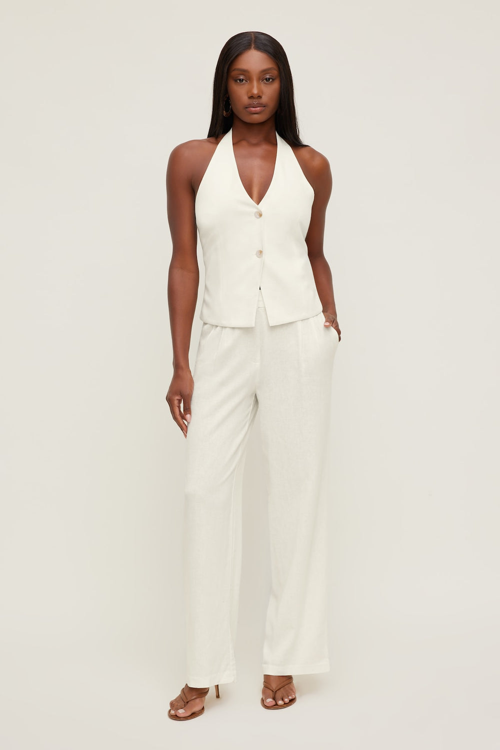 Dynamite Online | Linen Halter Vest White