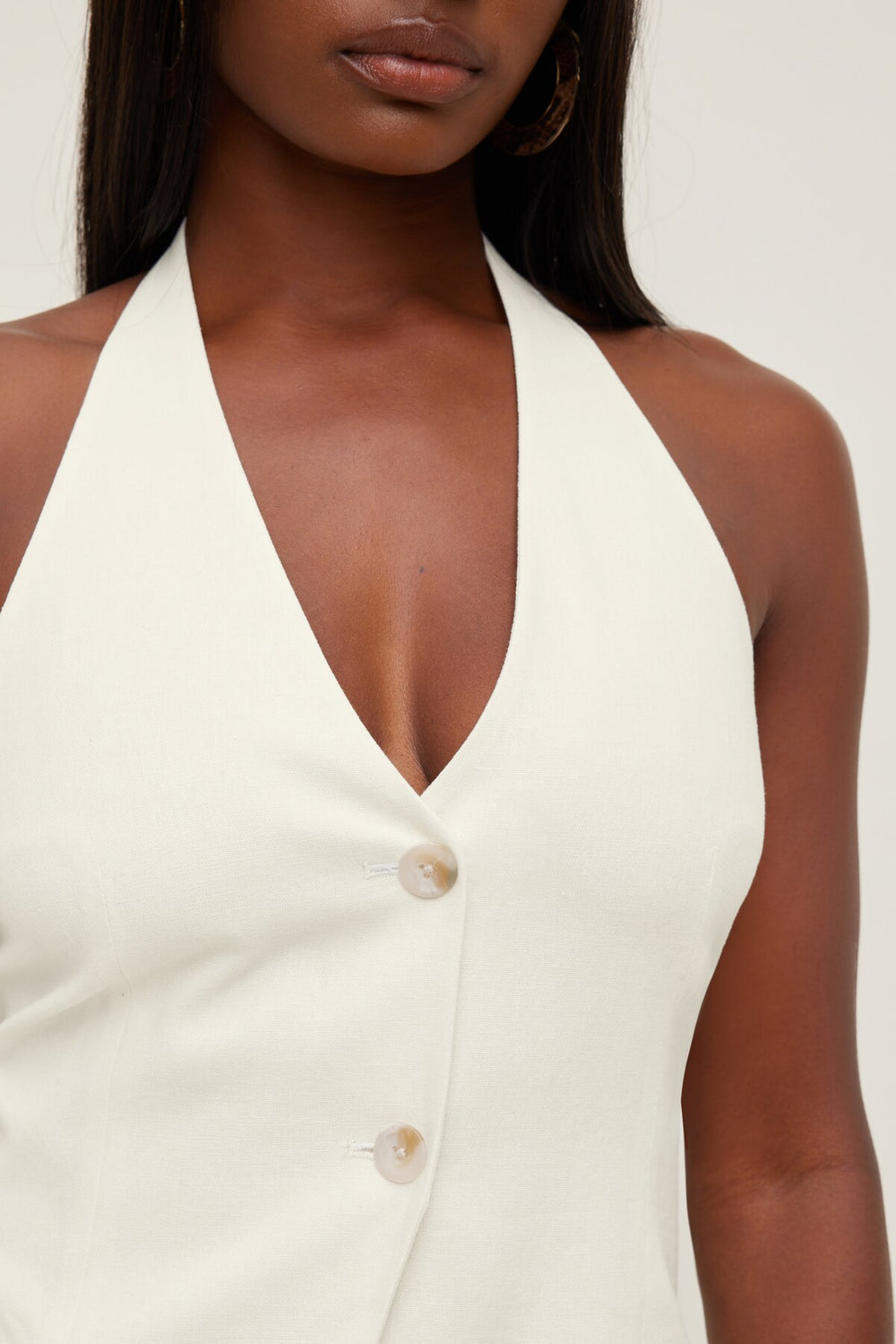 Dynamite Online | Linen Halter Vest White