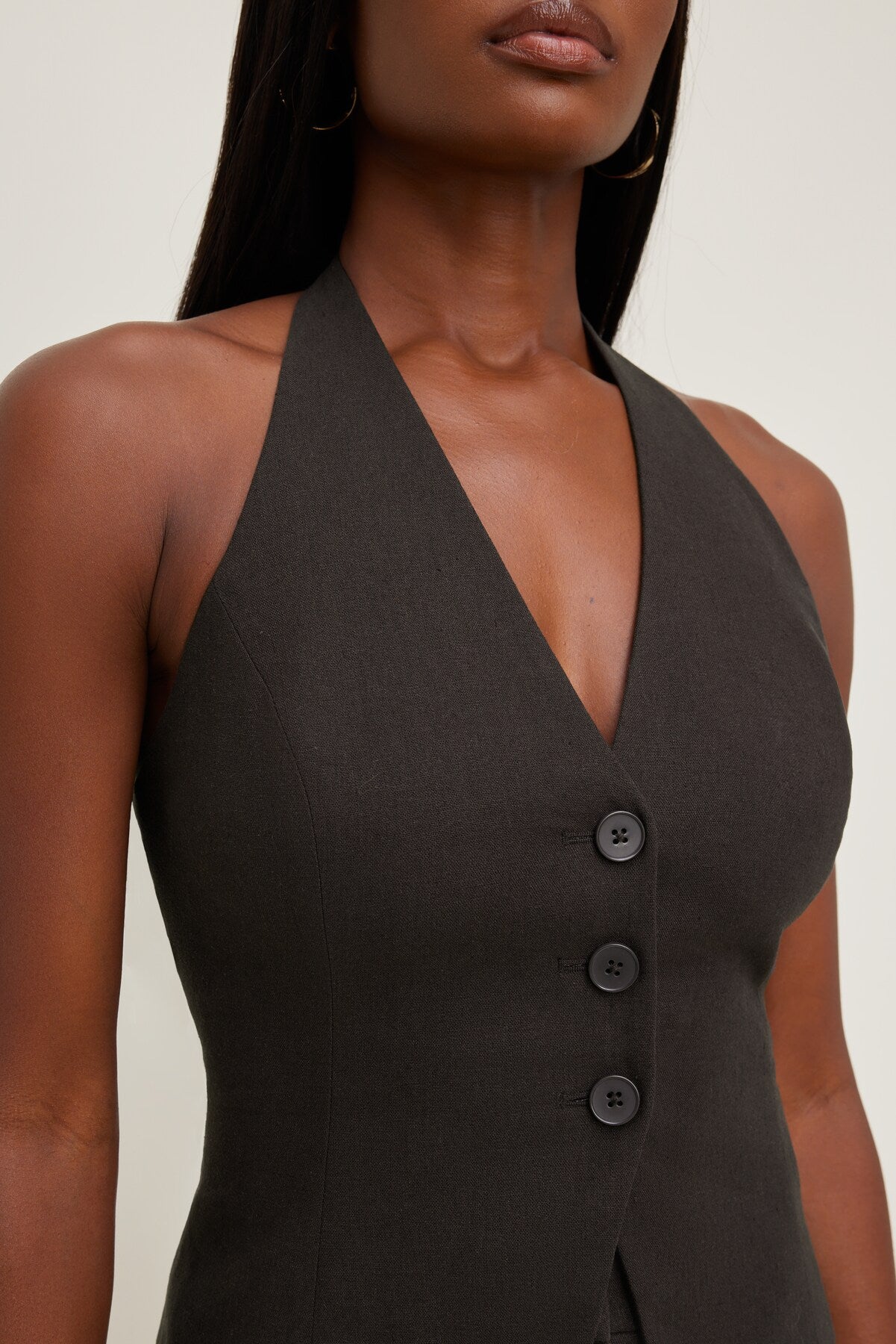 Dynamite Discount | Linen Halter Vest Brown
