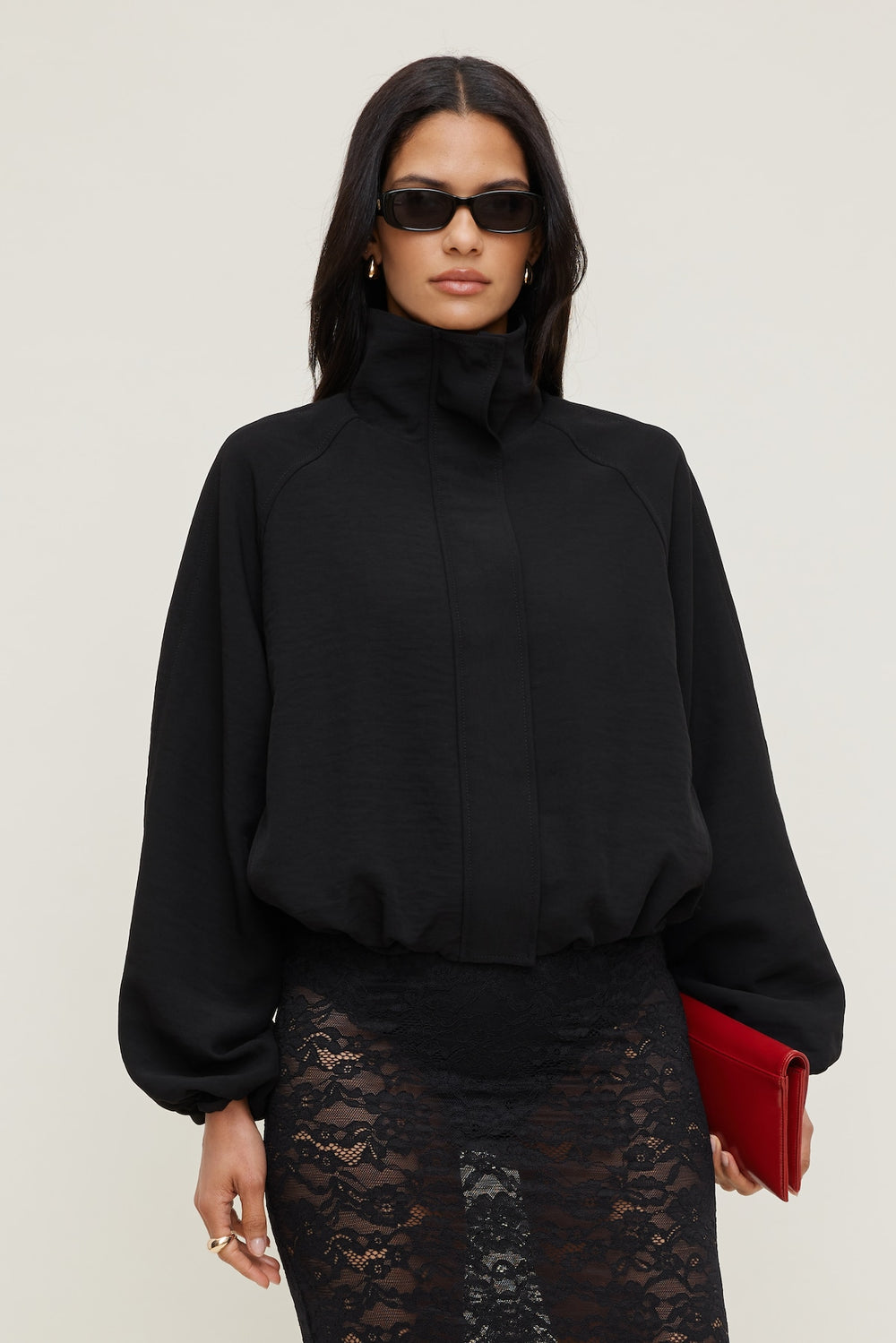 Dynamite On Sale | High Neck Airflow Anorak Black
