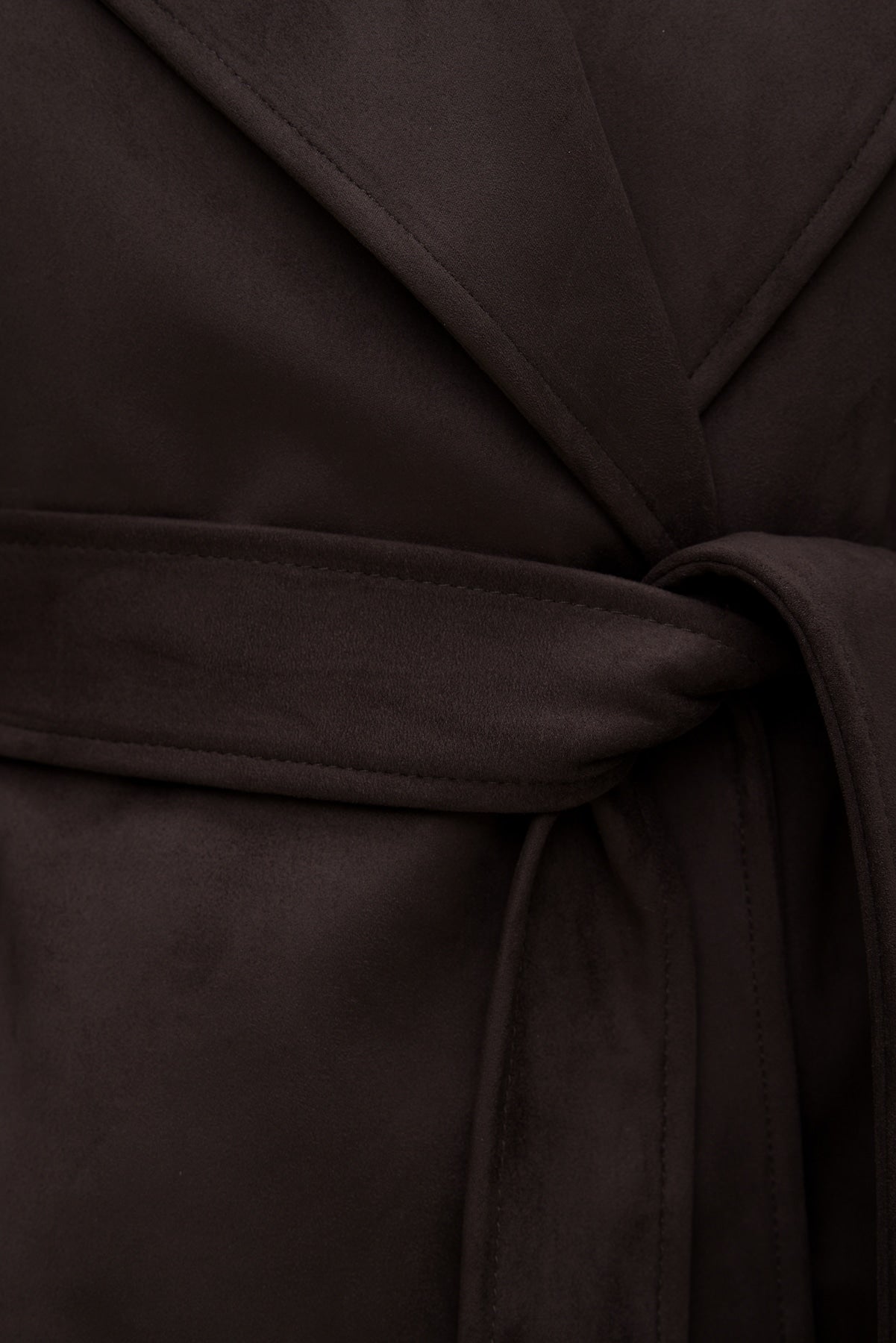 Dynamite Outlet | Cropped Faux Suede Trench Coat Brown