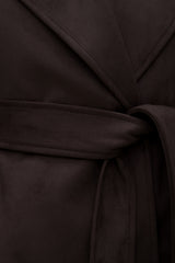 Dynamite Outlet | Cropped Faux Suede Trench Coat Brown