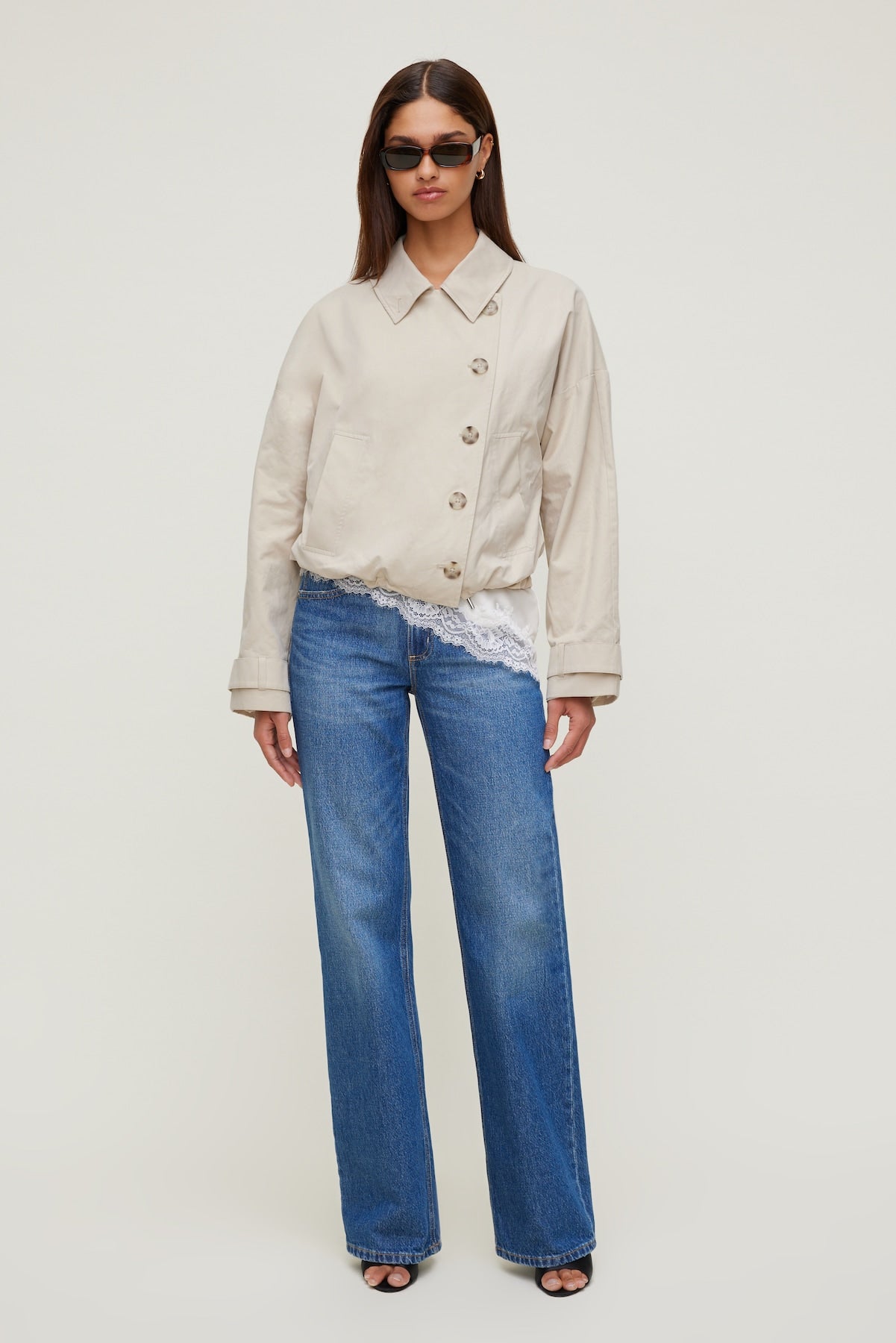 Dynamite Website Shop | Twill Asymmetric Button Up Jacket Beige