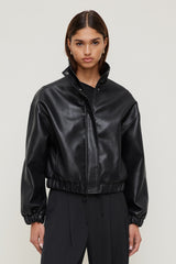 Dynamite Outlets | Oversized Faux Leather Bomber Jacket Black