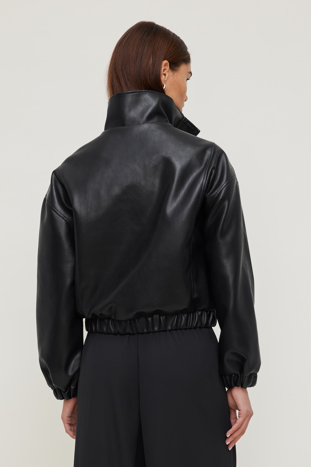 Dynamite Outlets | Oversized Faux Leather Bomber Jacket Black