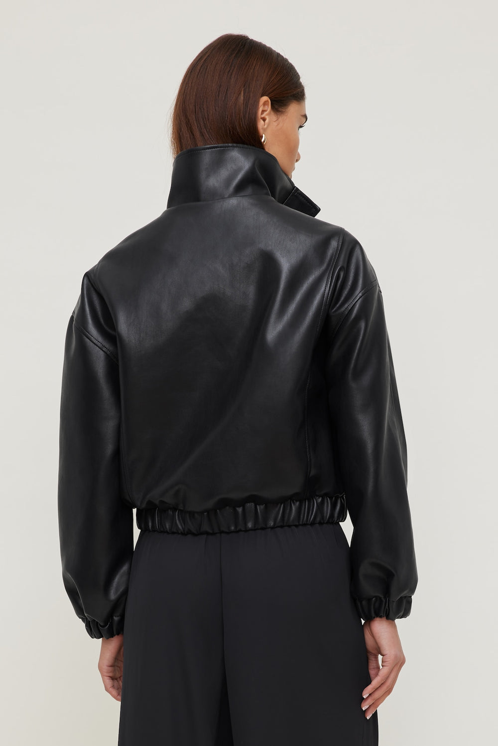 Dynamite Outlets | Oversized Faux Leather Bomber Jacket Black