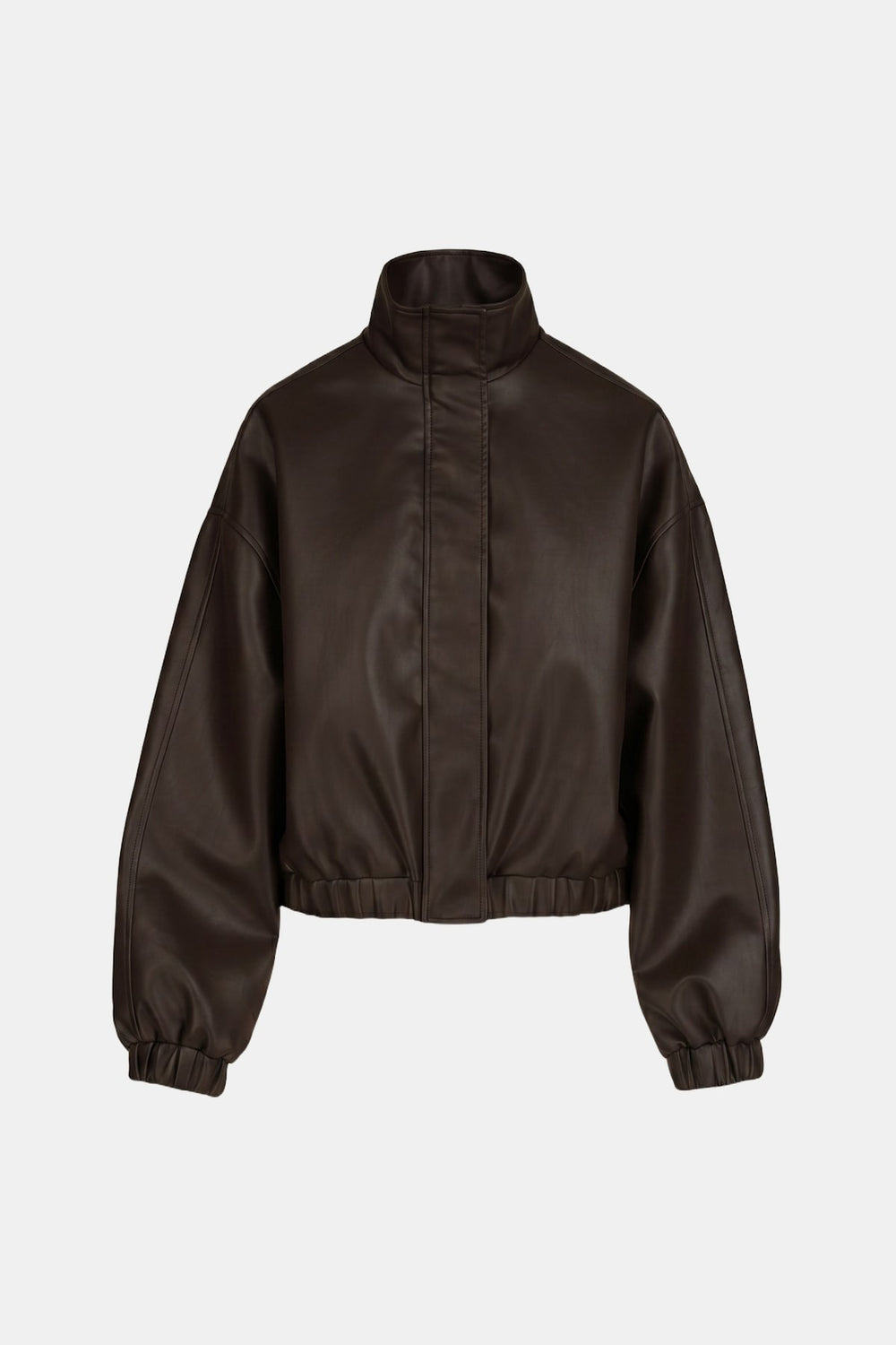 Dynamite US | Oversized Faux Leather Bomber Jacket Brown