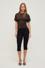 Dynamite Store | Andrea Shirred Jersey T Shirt Brown