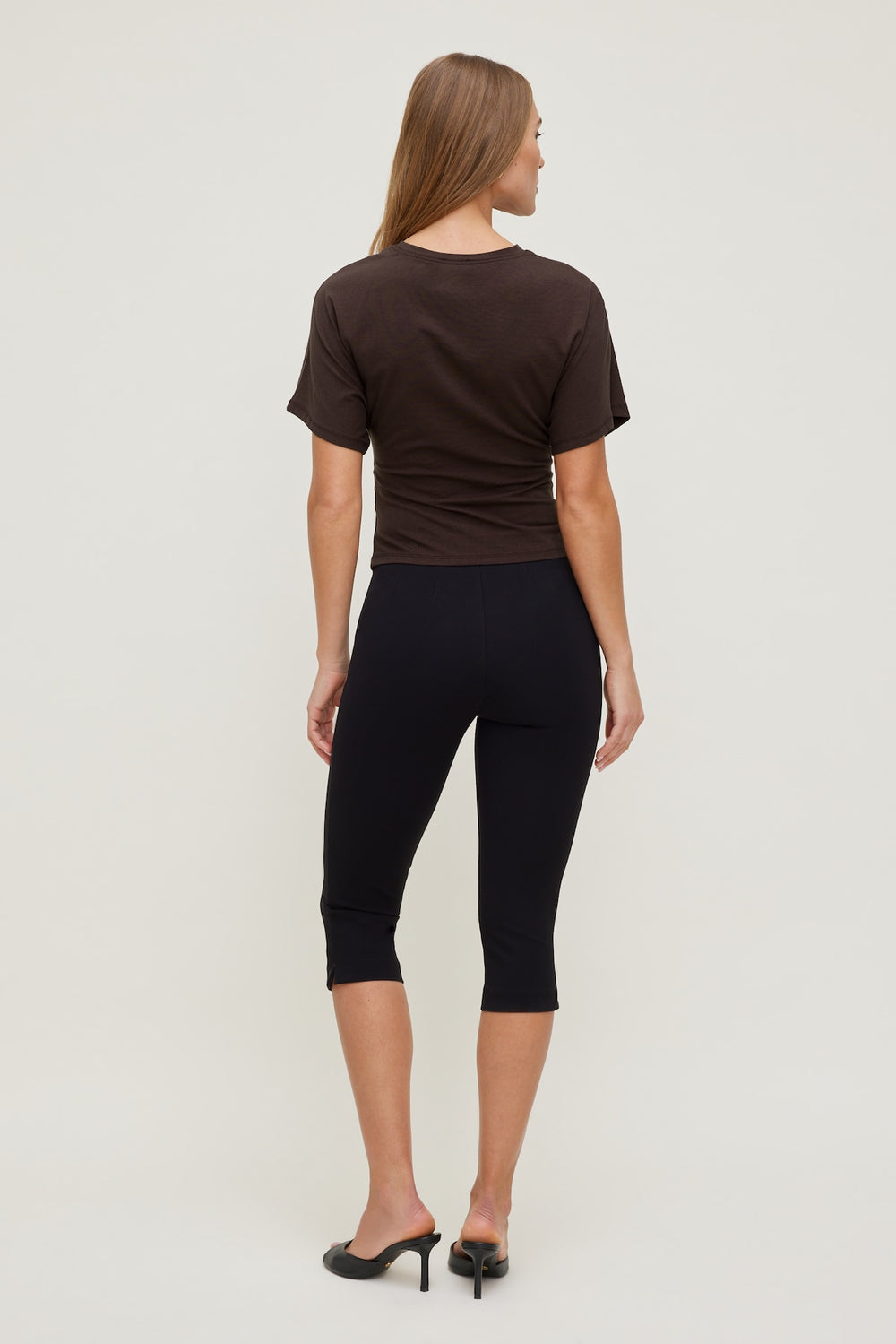 Dynamite Store | Andrea Shirred Jersey T Shirt Brown