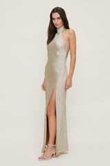 Dynamite Website Shop | Satin Halter Maxi Dress Beige
