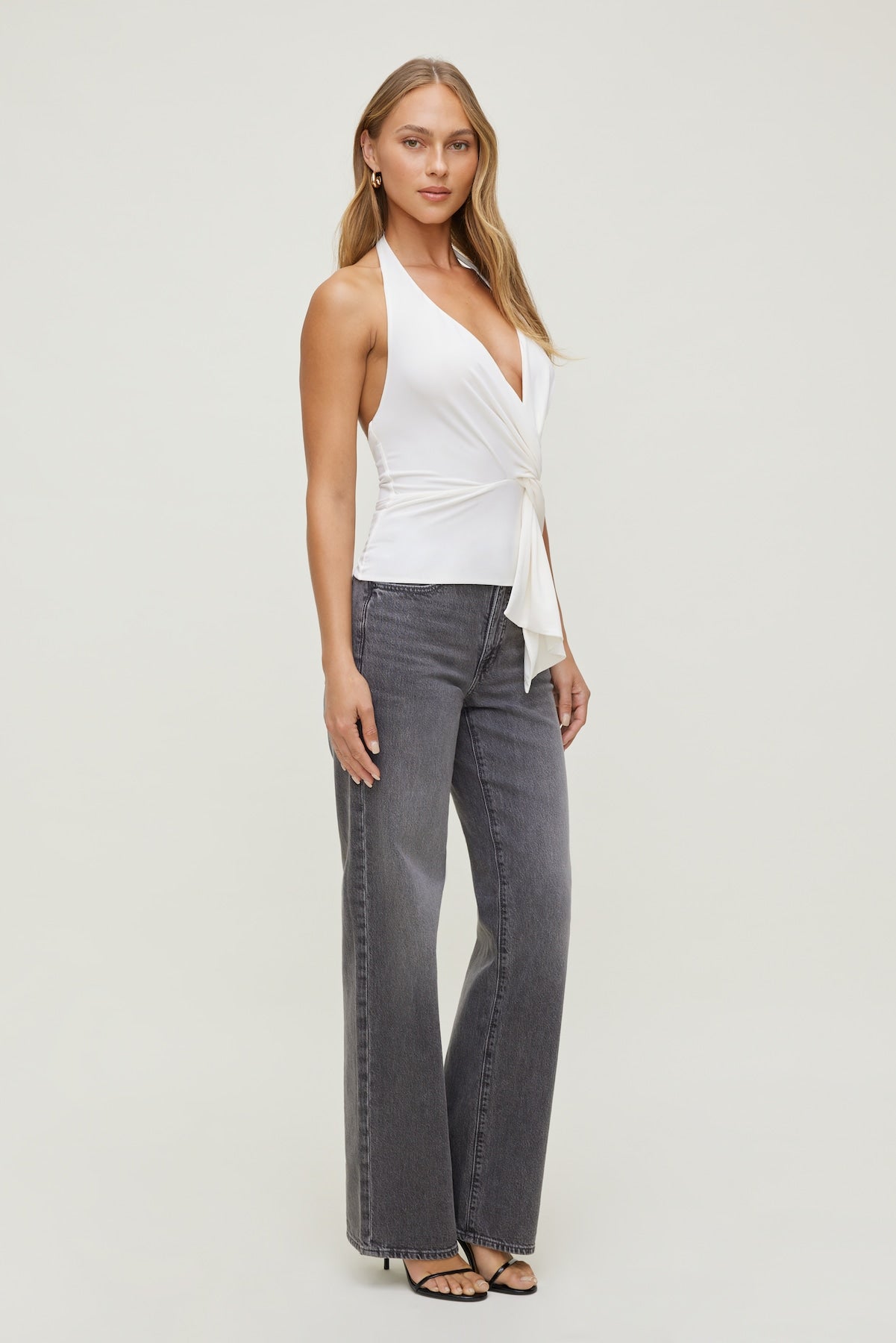 Dynamite On Sale | Front Drape Halter Top White