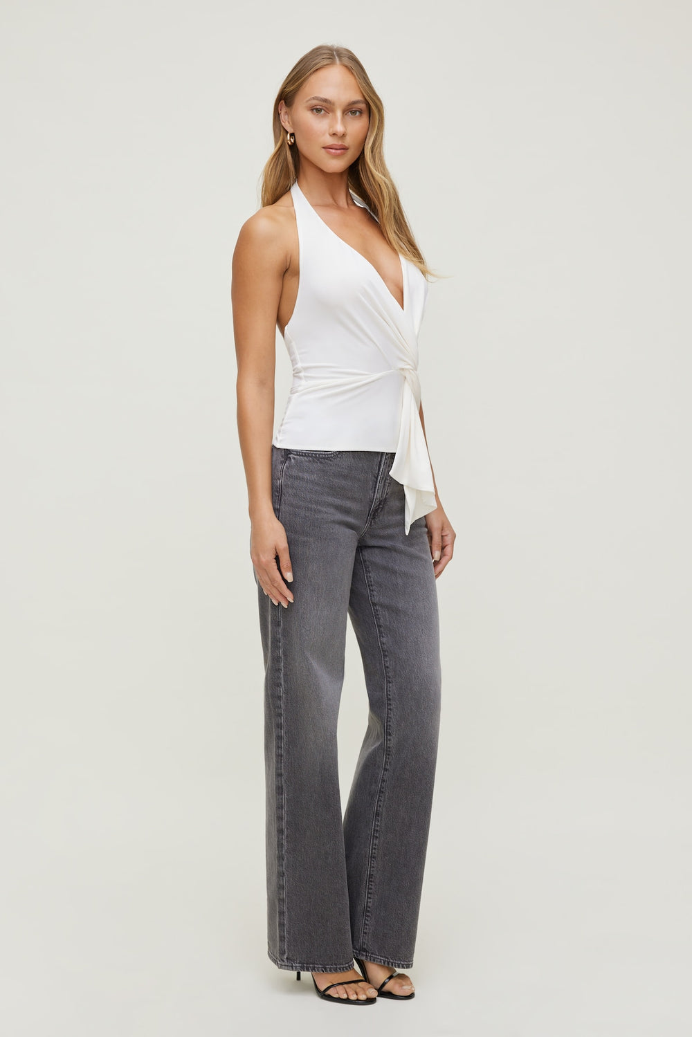 Dynamite On Sale | Front Drape Halter Top White