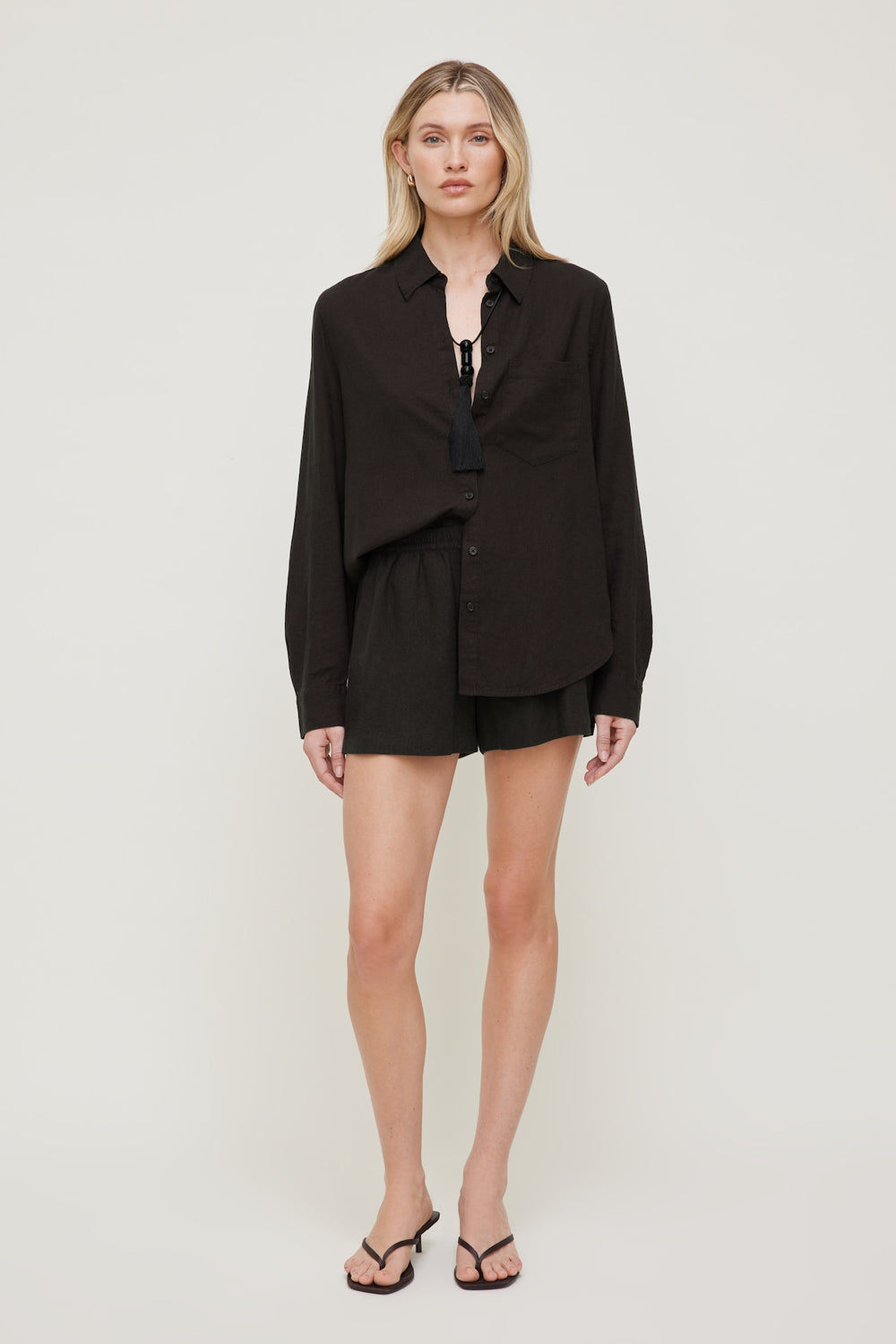 Dynamite Website Shop | Oversized Linen Shirt Brown