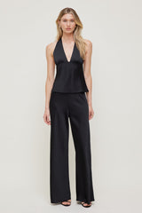 Dynamite Outlets | Vea Satin Halter Top Black