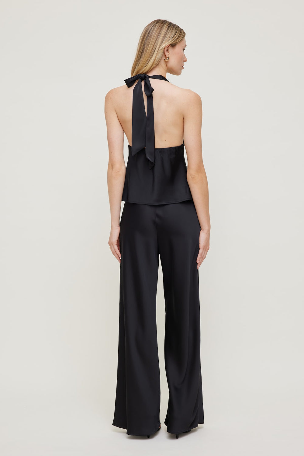 Dynamite Outlets | Vea Satin Halter Top Black