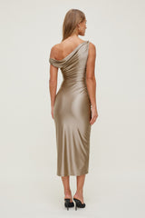 Dynamite On Sale | Jayde Stretch Satin Maxi Dress Beige