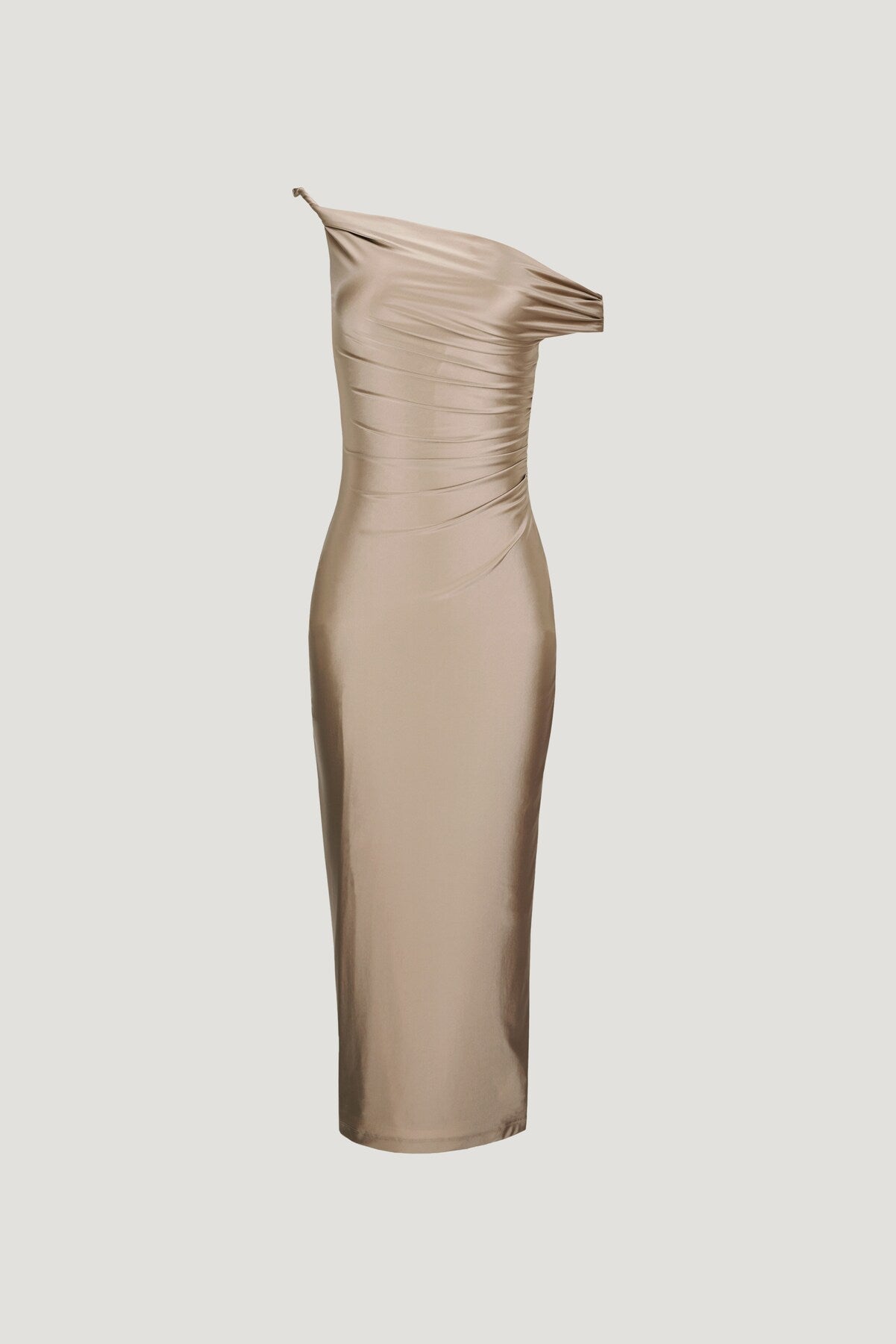 Dynamite On Sale | Jayde Stretch Satin Maxi Dress Beige