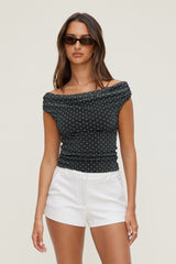 Dynamite Outlet | Off Shoulder Mesh Top BLACK
