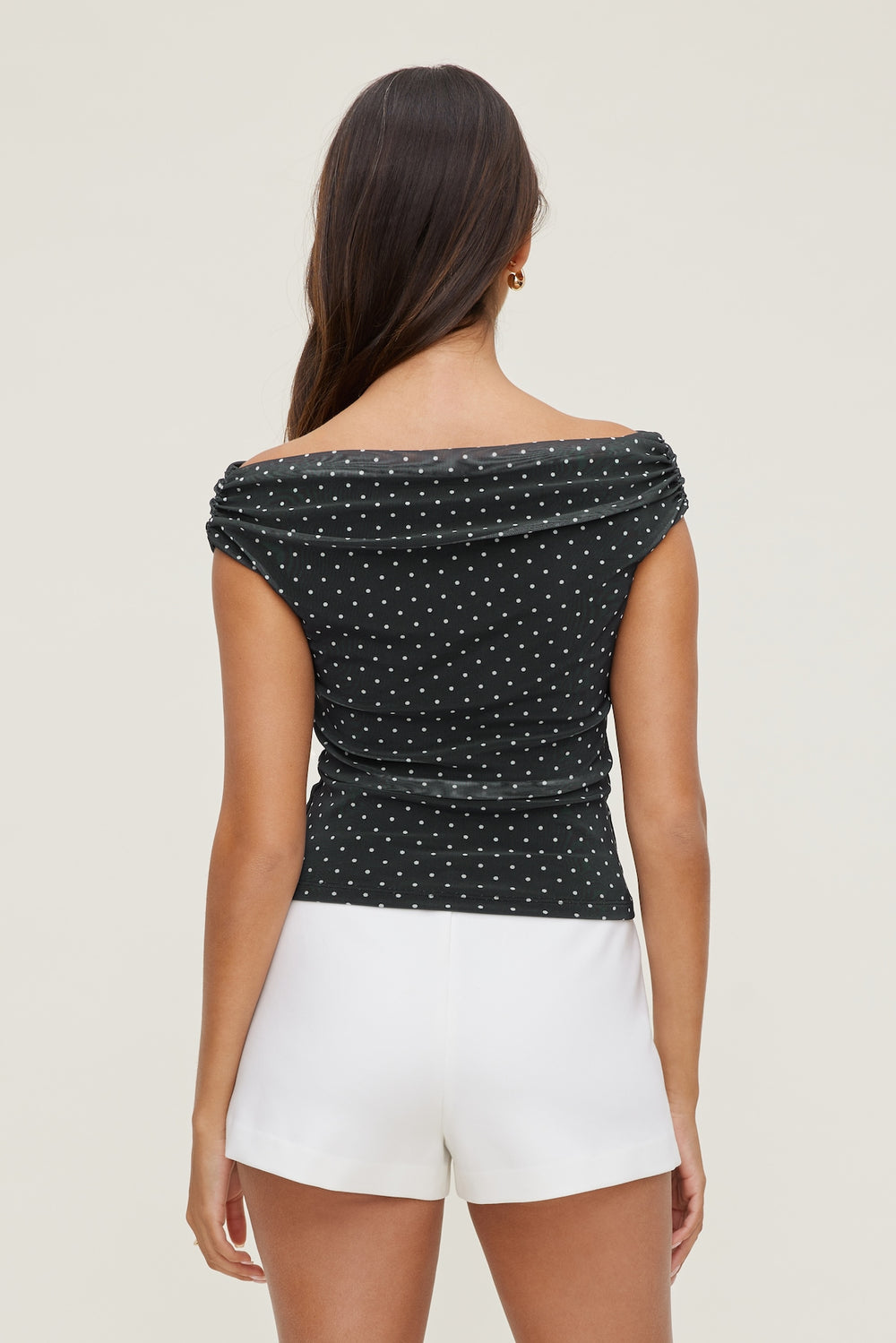 Dynamite Outlet | Off Shoulder Mesh Top BLACK