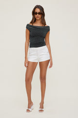 Dynamite Outlet | Off Shoulder Mesh Top BLACK