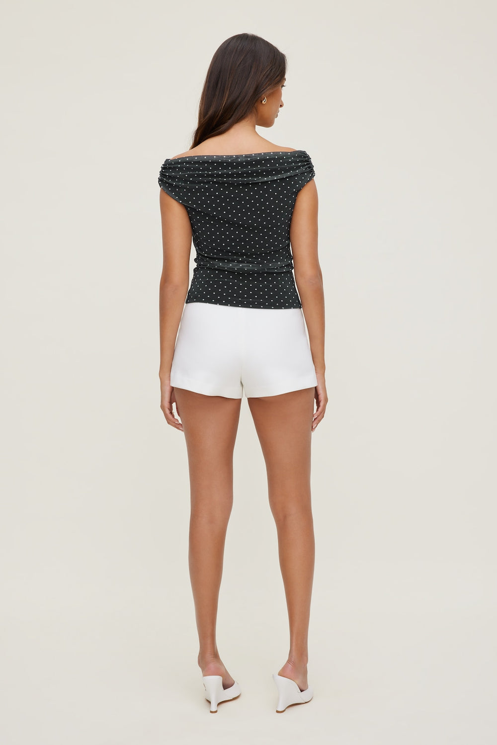 Dynamite Outlet | Off Shoulder Mesh Top BLACK