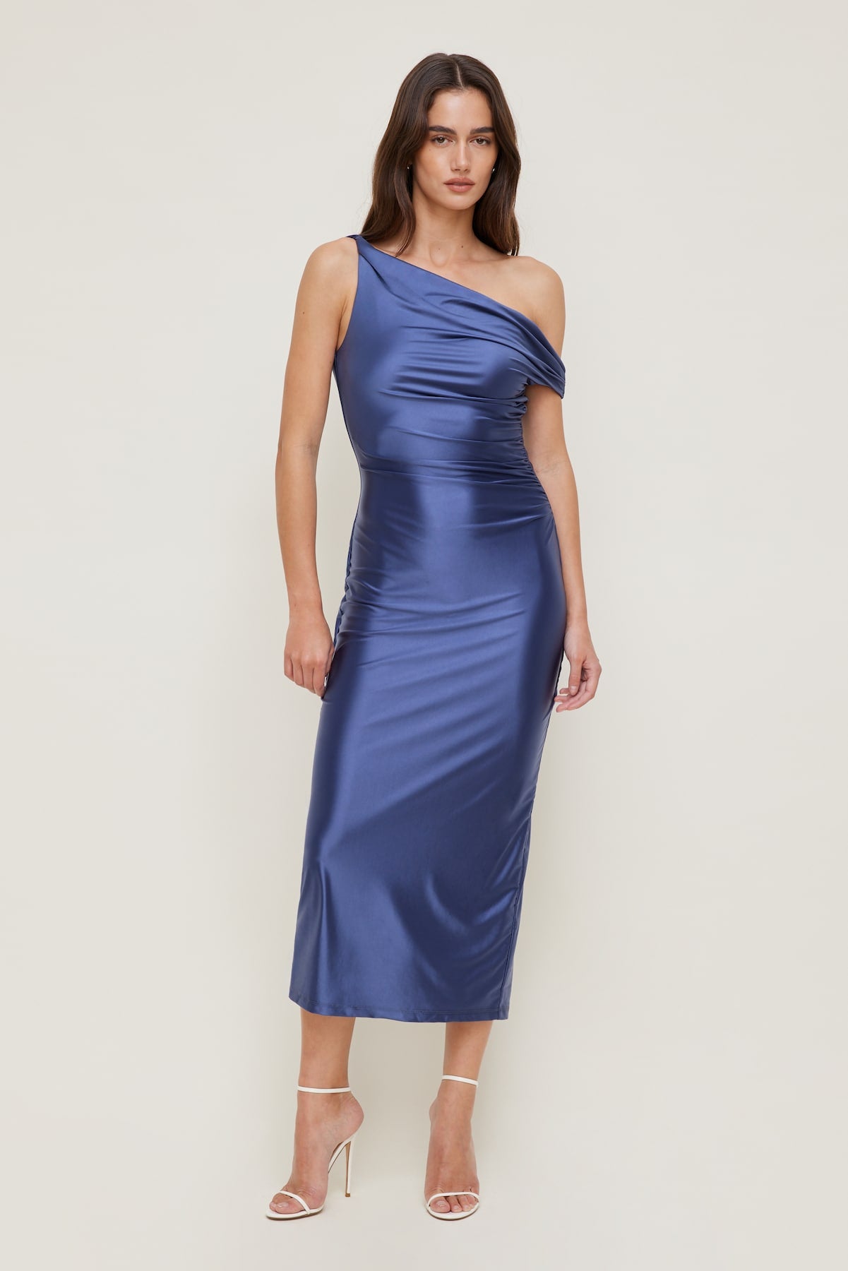 Dynamite US | Jayde Stretch Satin Maxi Dress Blue