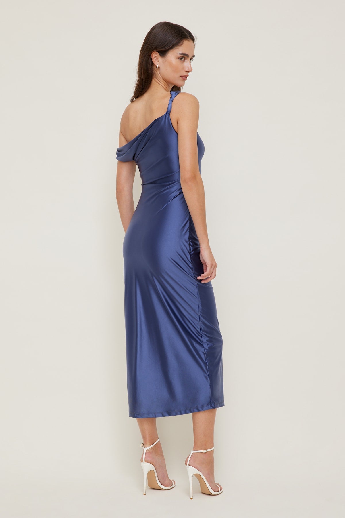 Dynamite US | Jayde Stretch Satin Maxi Dress Blue