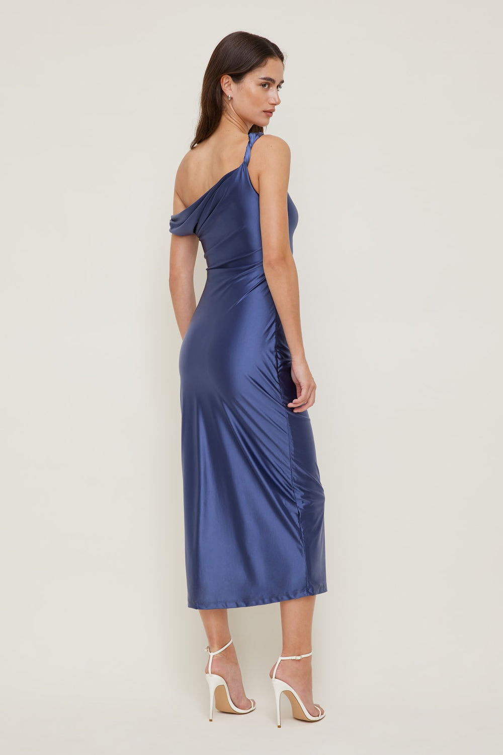 Dynamite US | Jayde Stretch Satin Maxi Dress Blue