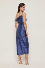 Dynamite US | Jayde Stretch Satin Maxi Dress Blue