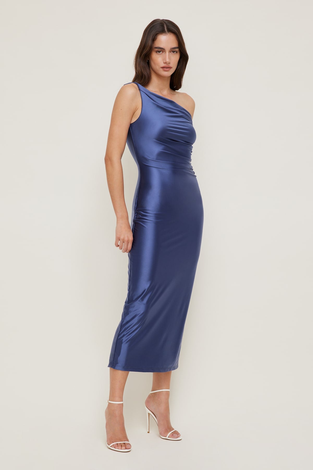 Dynamite US | Jayde Stretch Satin Maxi Dress Blue