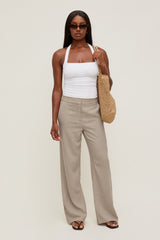Dynamite US | Yasmin Linen Straight Leg Pants Beige