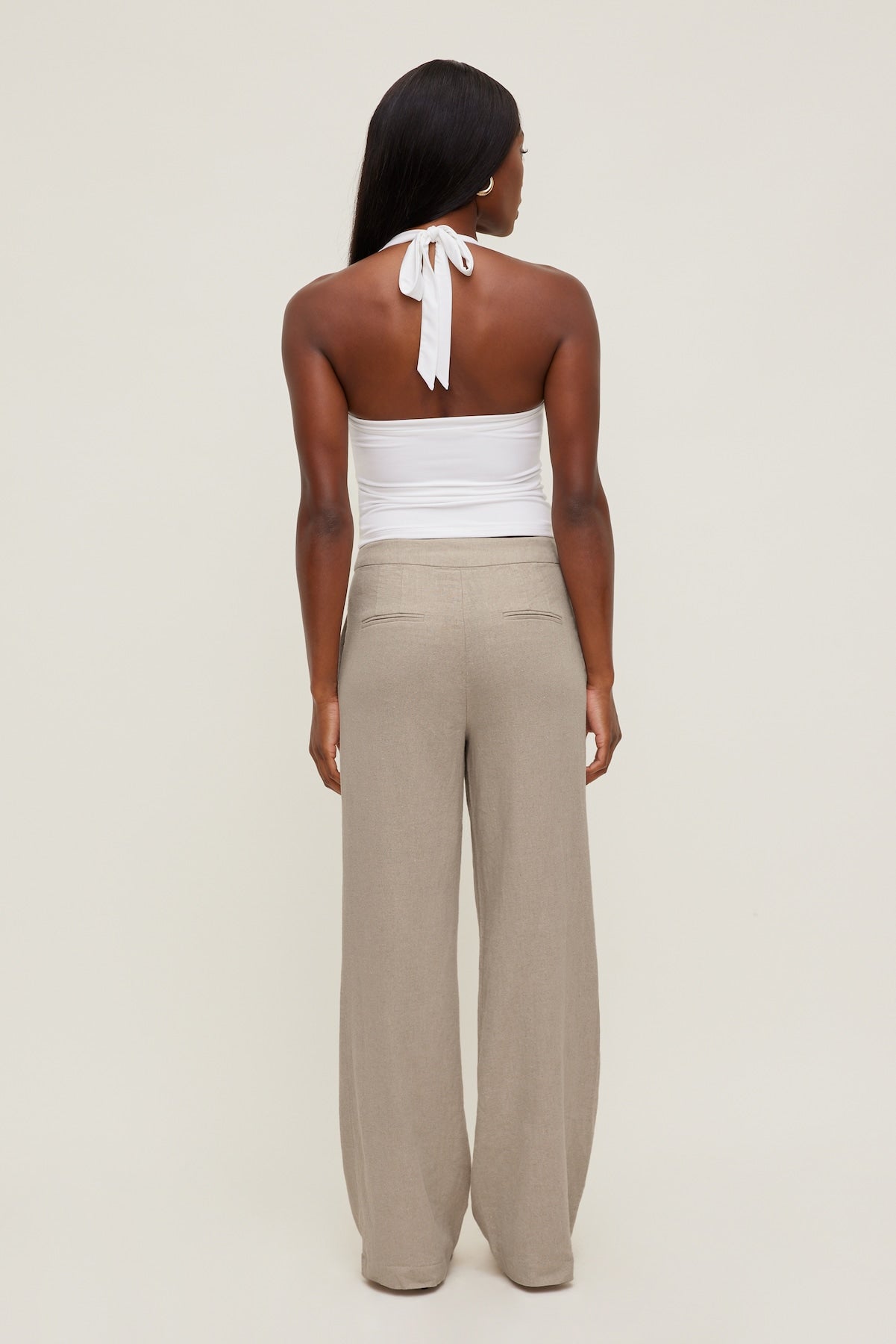 Dynamite US | Yasmin Linen Straight Leg Pants Beige