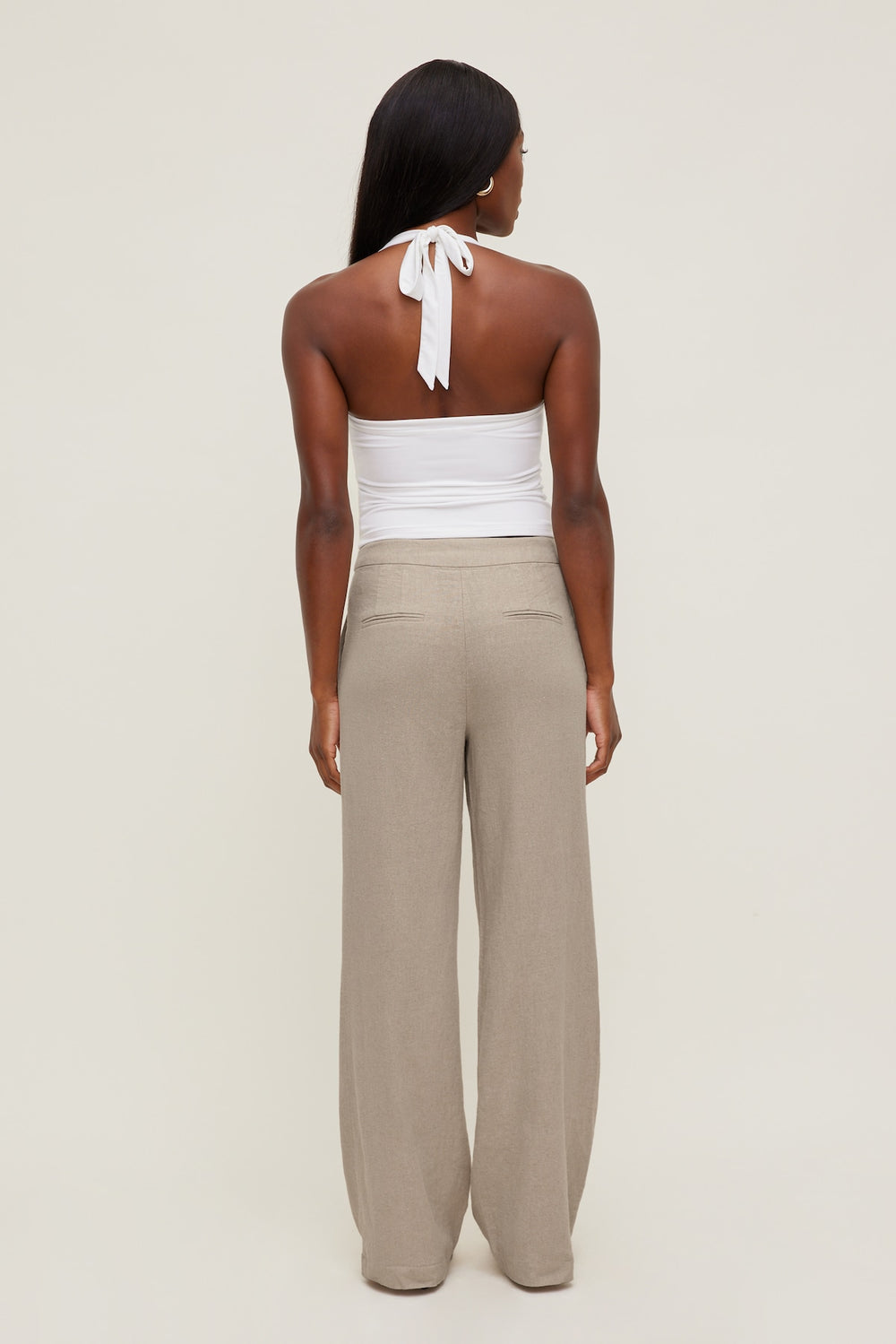 Dynamite US | Yasmin Linen Straight Leg Pants Beige