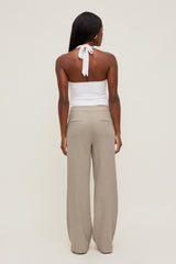 Dynamite US | Yasmin Linen Straight Leg Pants Beige