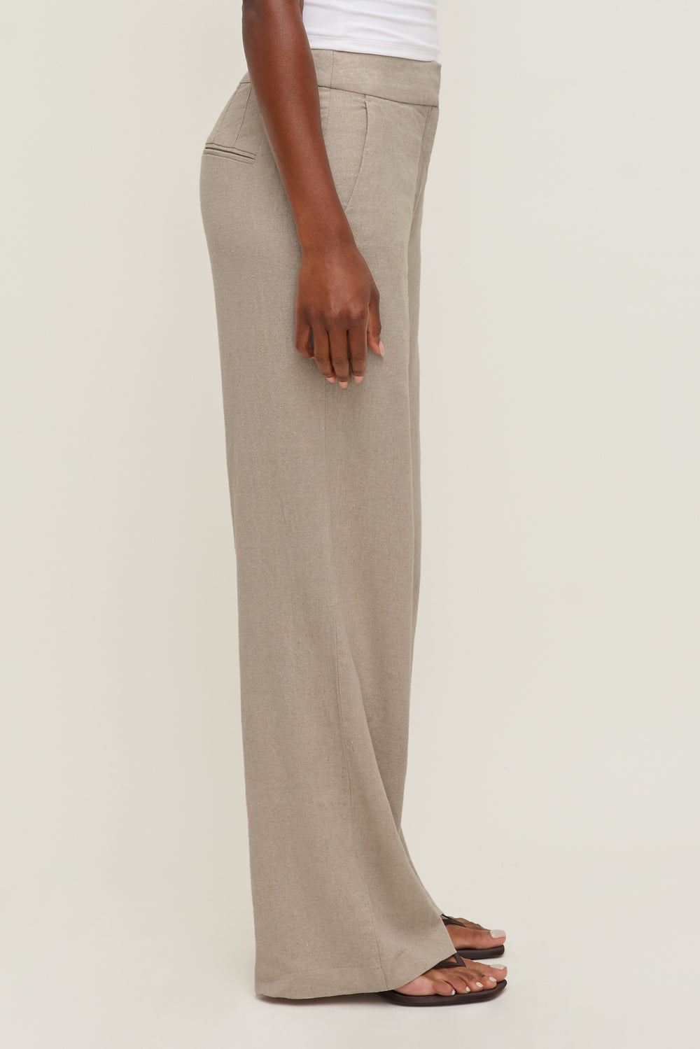 Dynamite US | Yasmin Linen Straight Leg Pants Beige